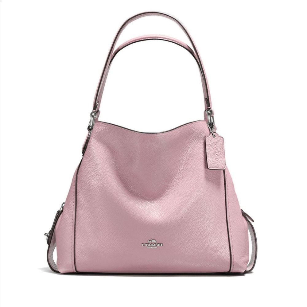COPY - EDI COACH Shoulder Bag Pink Polished Pebbl…